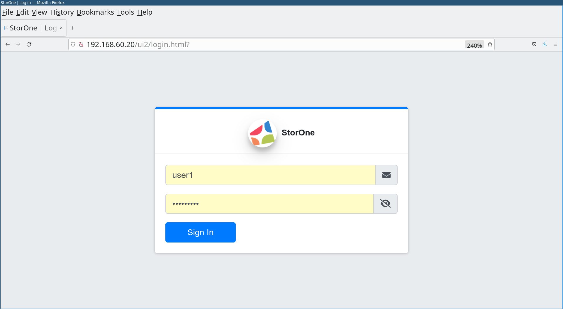 Login page